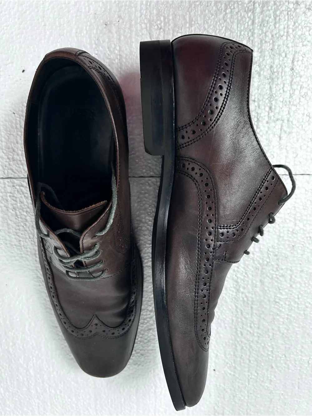 Hugo Boss Men's Dark Brown Wingtip Derby Shoes